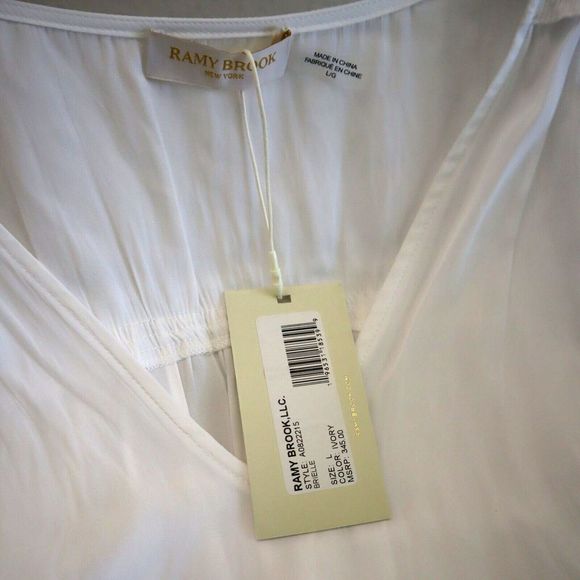 Ramy Brook A0822215 Women's Sz L Ivory Brielle Long Balloon Sleeve Blouse - Picture 6 of 9
